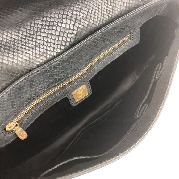 MCM Red & Black Embossed Snakeskin Leather w/ Gold Chain Shoulder Bag, VGUC - Picture 12 of 14